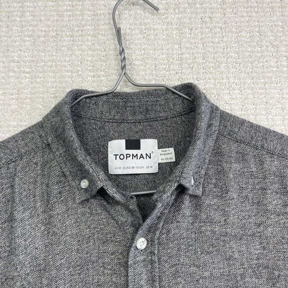 Topman Men's Sz M Heather Charcoal Grey Button-Up Dress Shirt Lumberjack - Picture 5 of 12